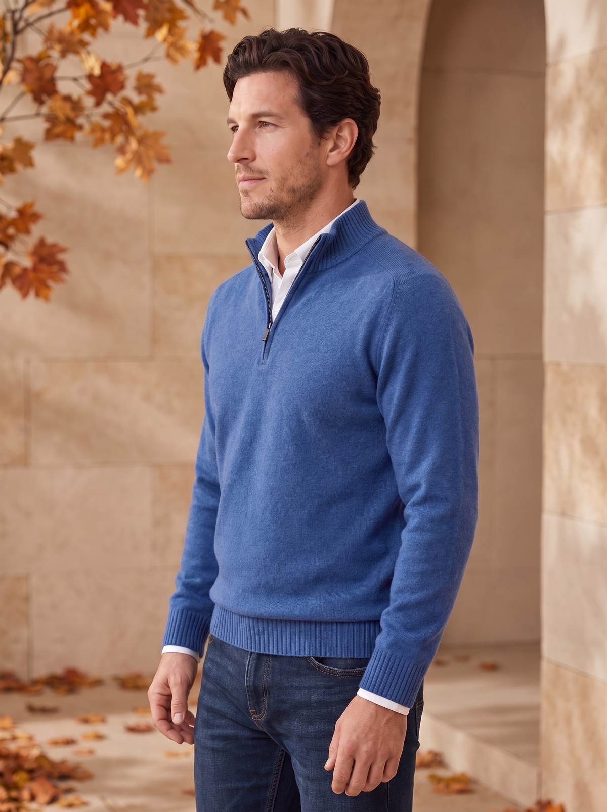 Knit Jumper Quarter Zip Men