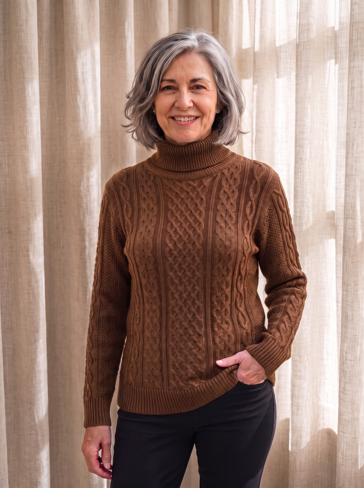 Wool blend turtleneck sweater women