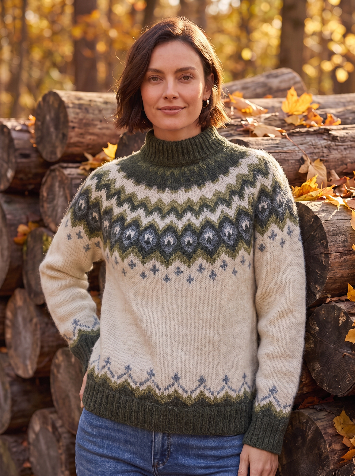 Women's Nordic print knitted jumper