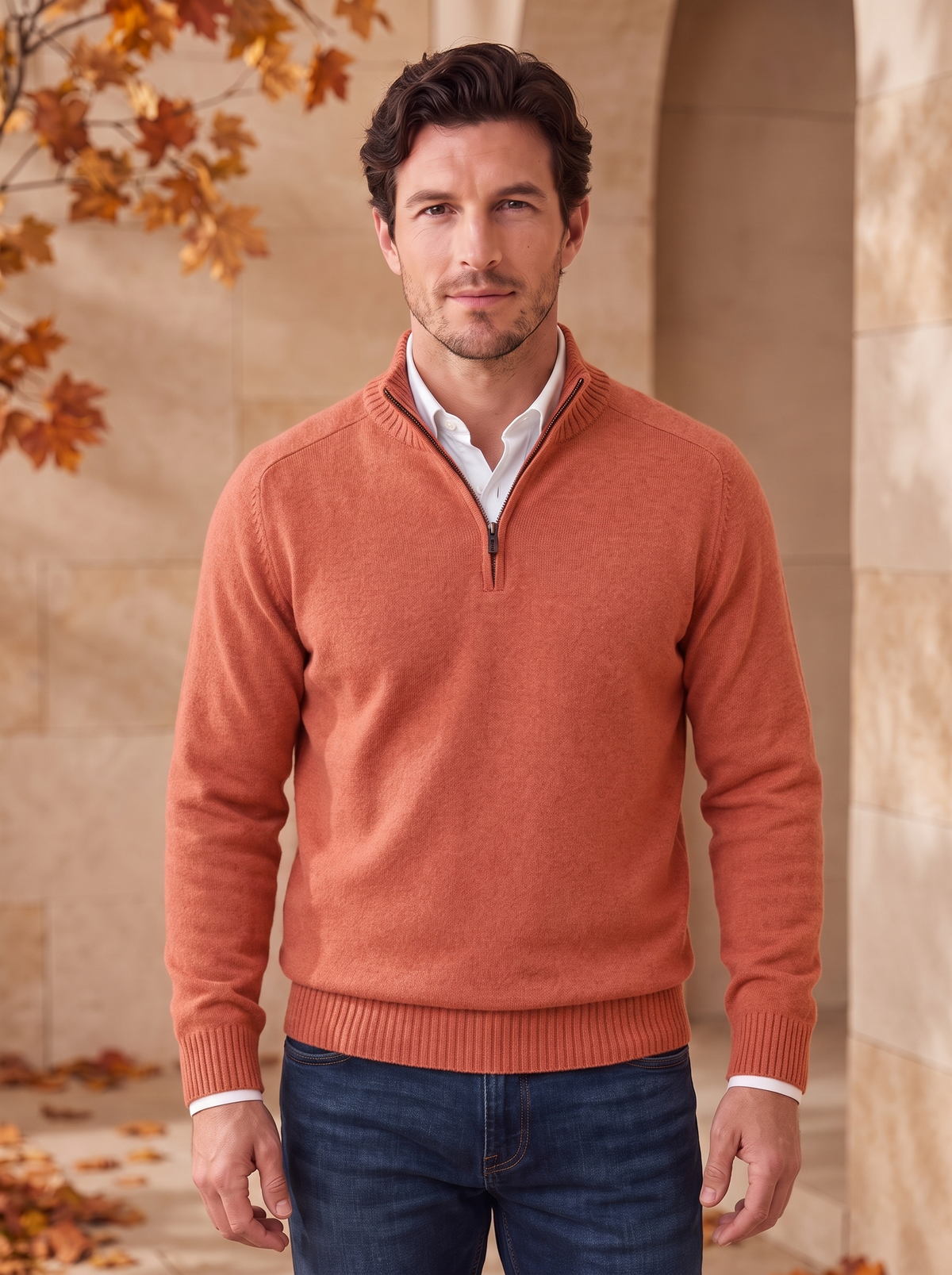 Knit Jumper Quarter Zip Men
