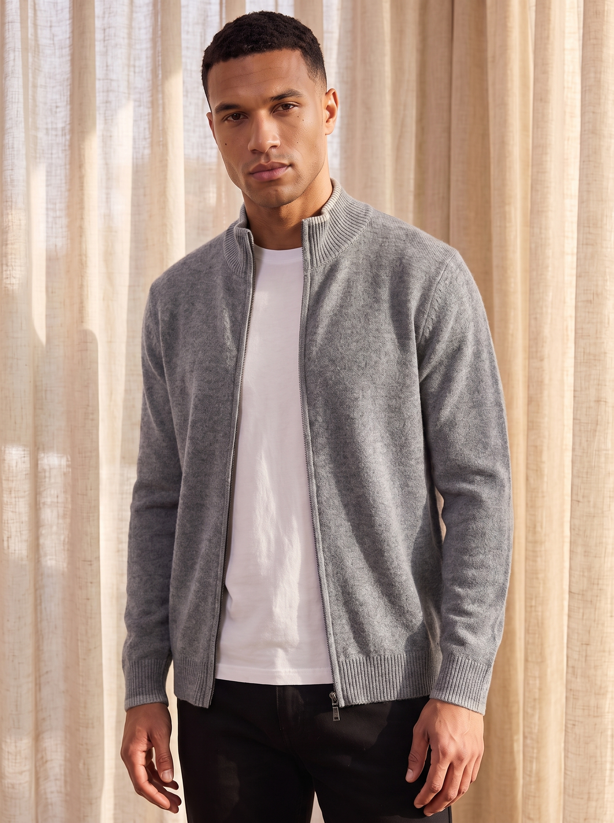 Regular fit cardigan for men
