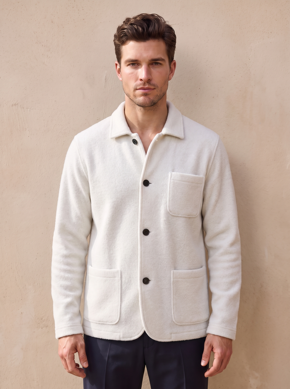 Wool knitted cardigan men