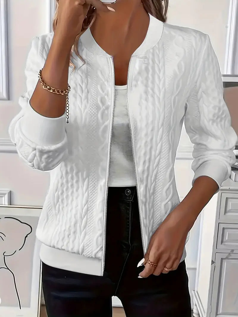 Cotton cable-knit cardigan with open front on model