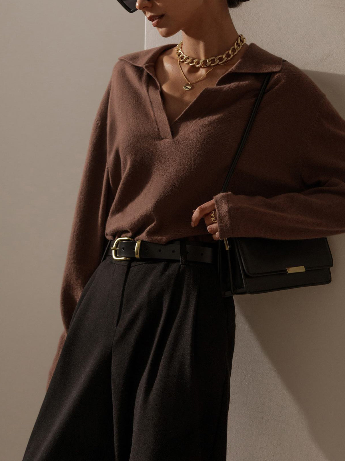 Women's long sleeve knit top for office wear