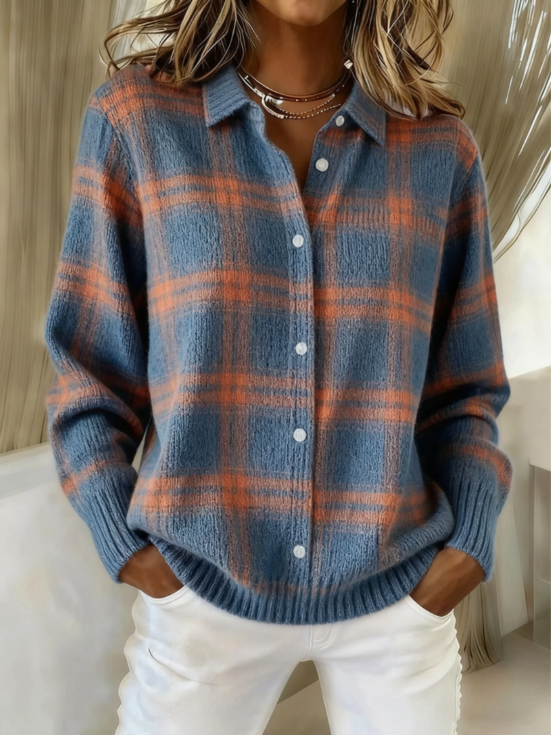 Wool Knit Button Shirt Women