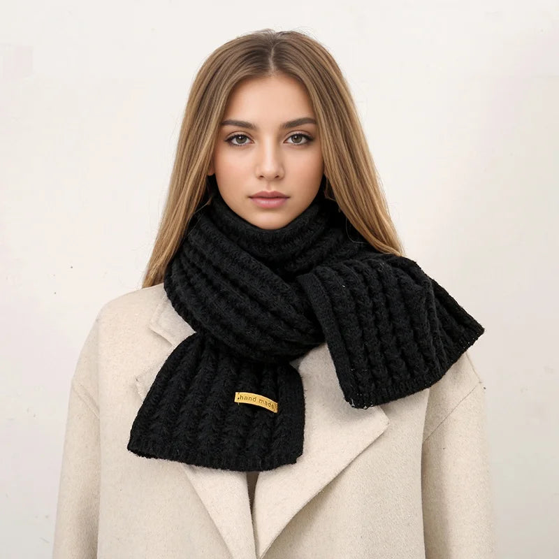 Ribbed knit scarf full length view casual fit women
