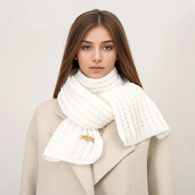 Ribbed knit scarf styled on model casual fit women
