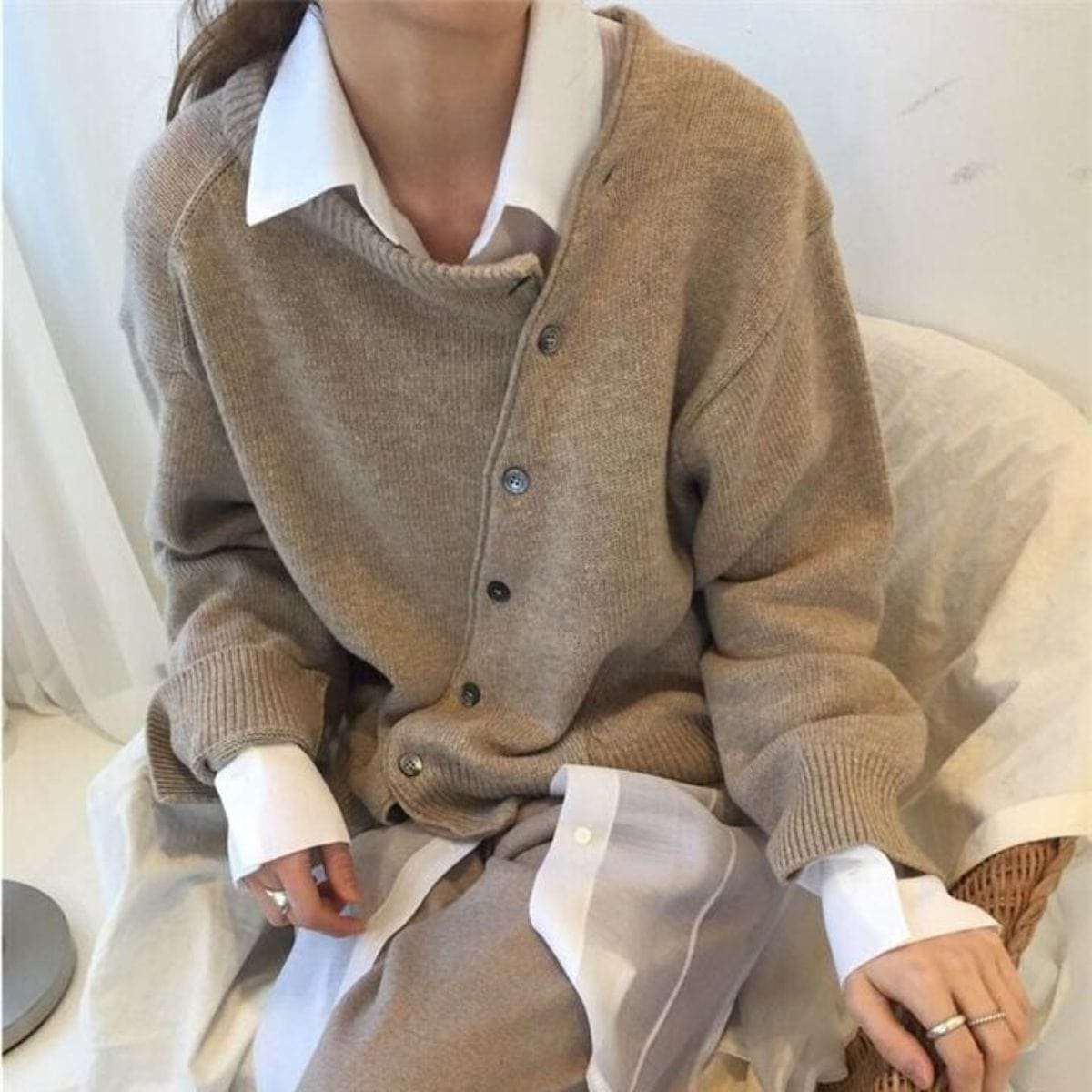 Pull Asymétrique à Boutons Femme