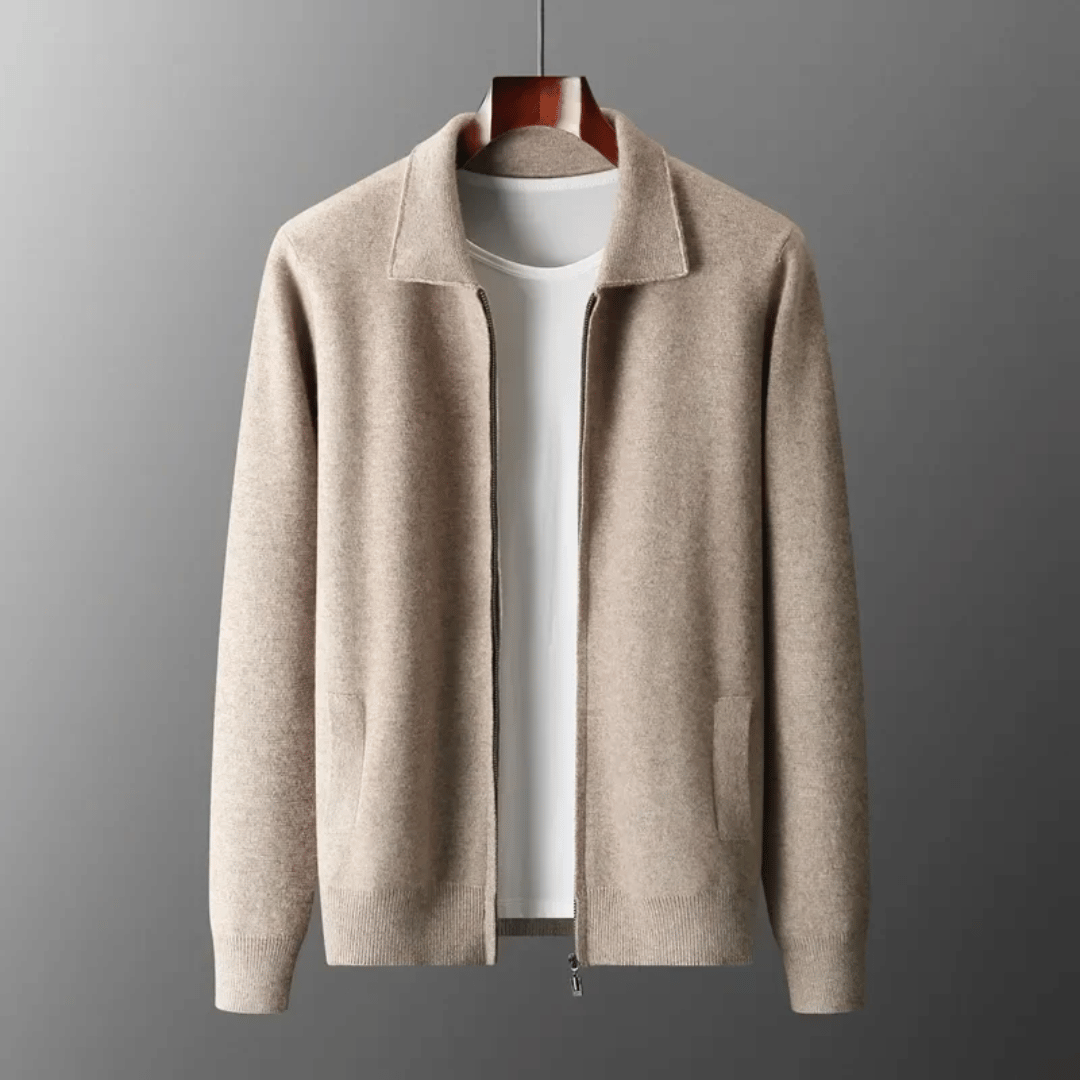 Veste Zippée Classique en Maille Homme