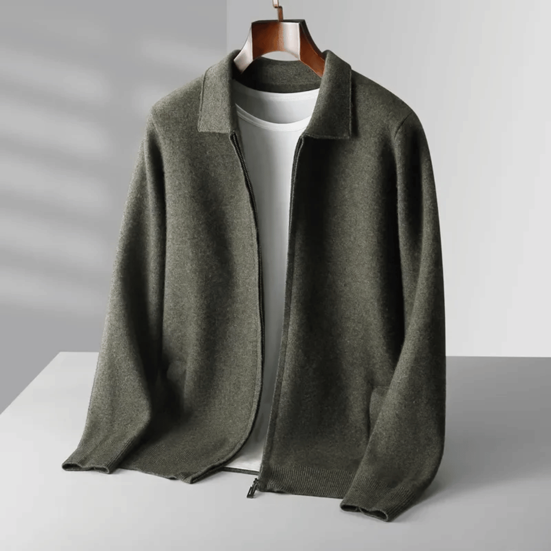 Veste Zippée Classique en Maille Homme