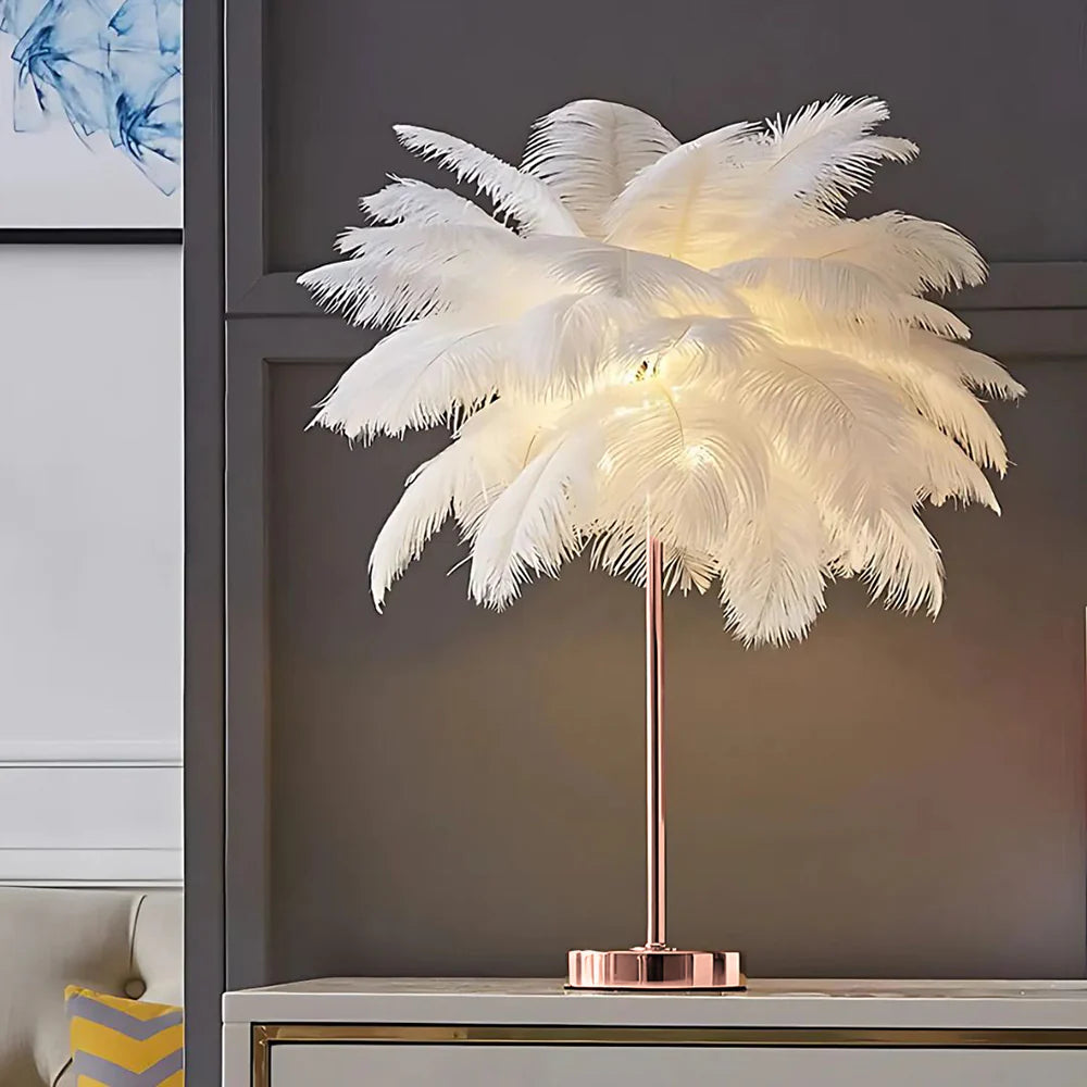 Lampe de Table à Plumes