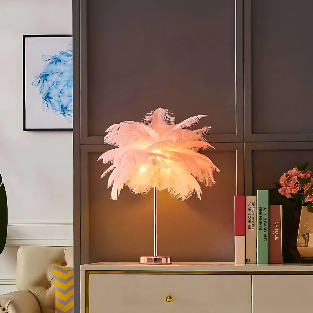 Lampe de Table à Plumes