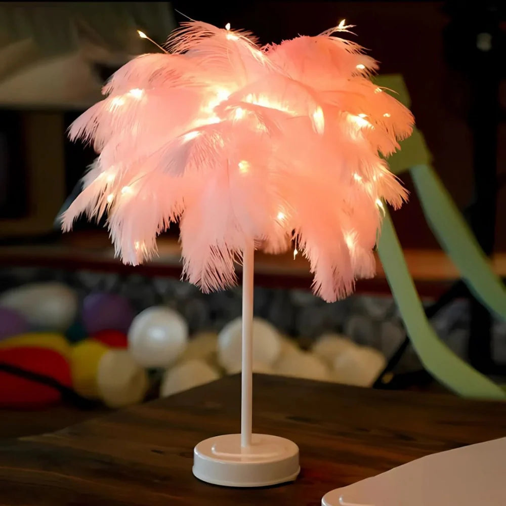 Lampe de Table à Plumes