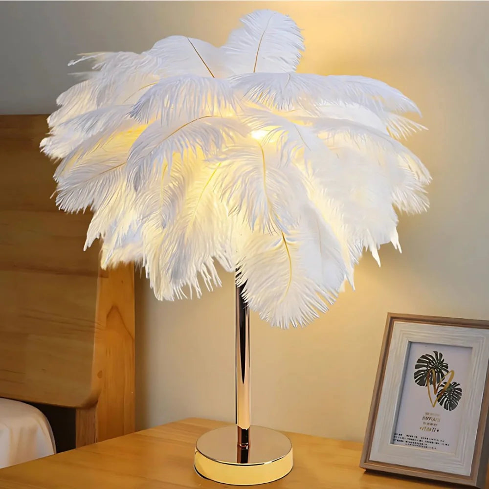 Lampe de Table à Plumes