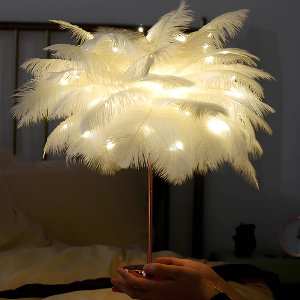 Lampe de Table à Plumes