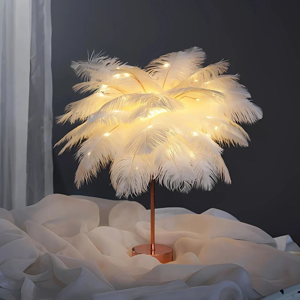 Lampe de Table à Plumes