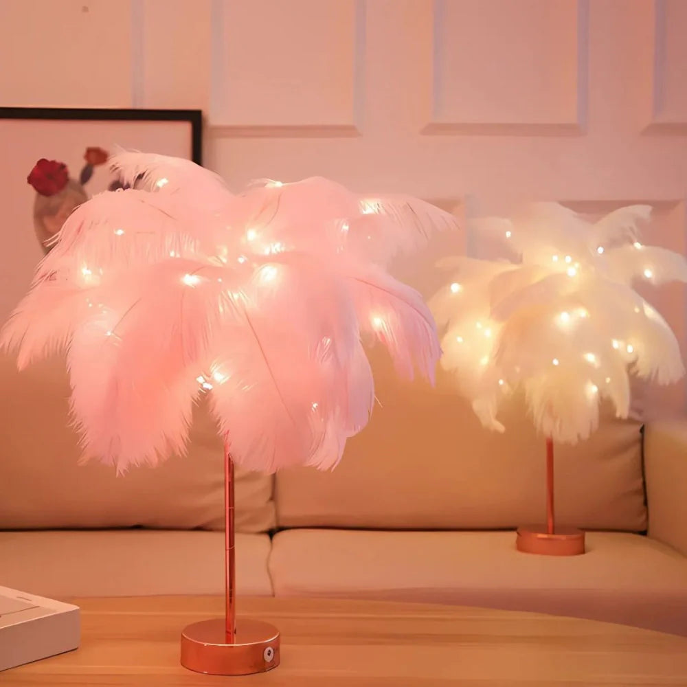 Lampe de Table à Plumes