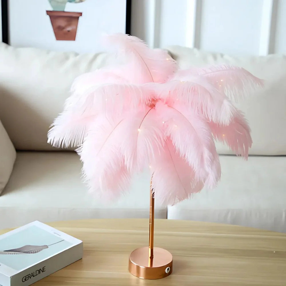 Lampe de Table à Plumes