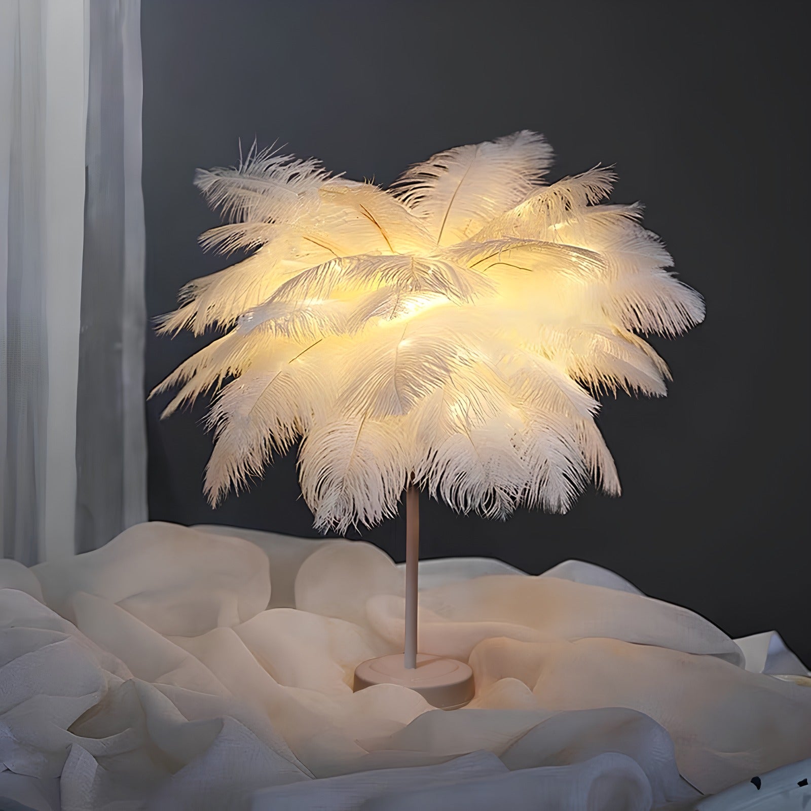 Lampe de Table à Plumes