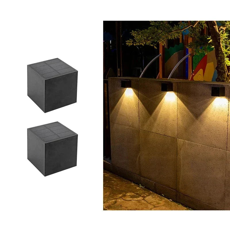 Appliques murales solaires LED cube – Éclairage extérieur étanche