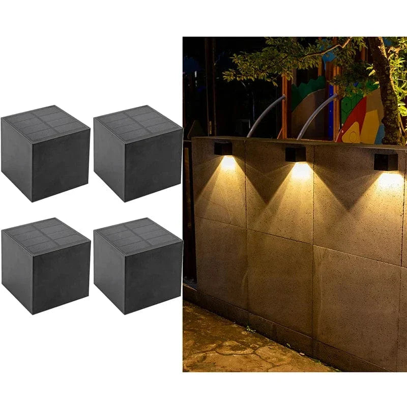 Appliques murales solaires LED cube – Éclairage extérieur étanche