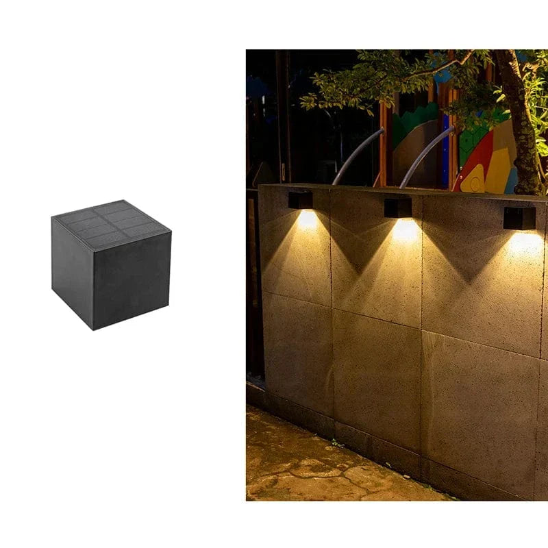 Appliques murales solaires LED cube – Éclairage extérieur étanche
