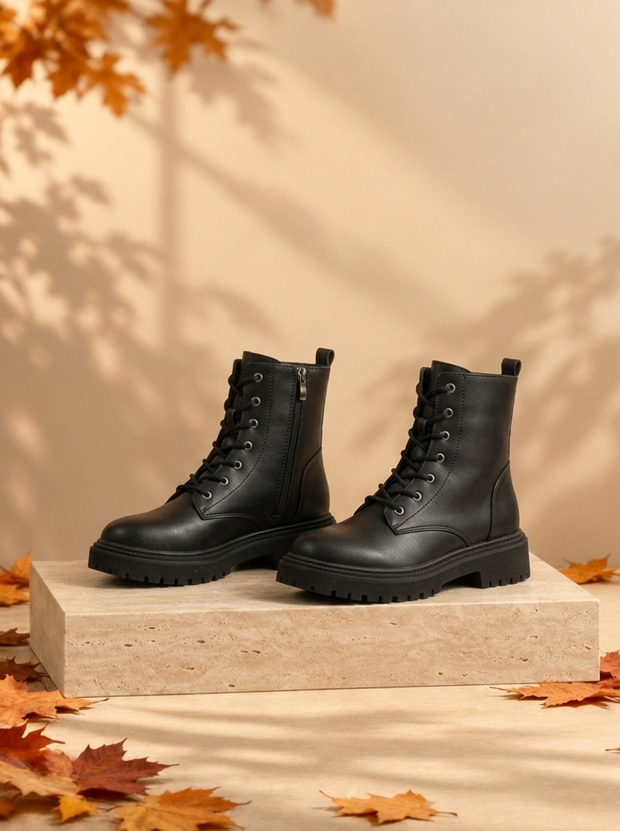 Women's casual lace-up ankle boots for autumn