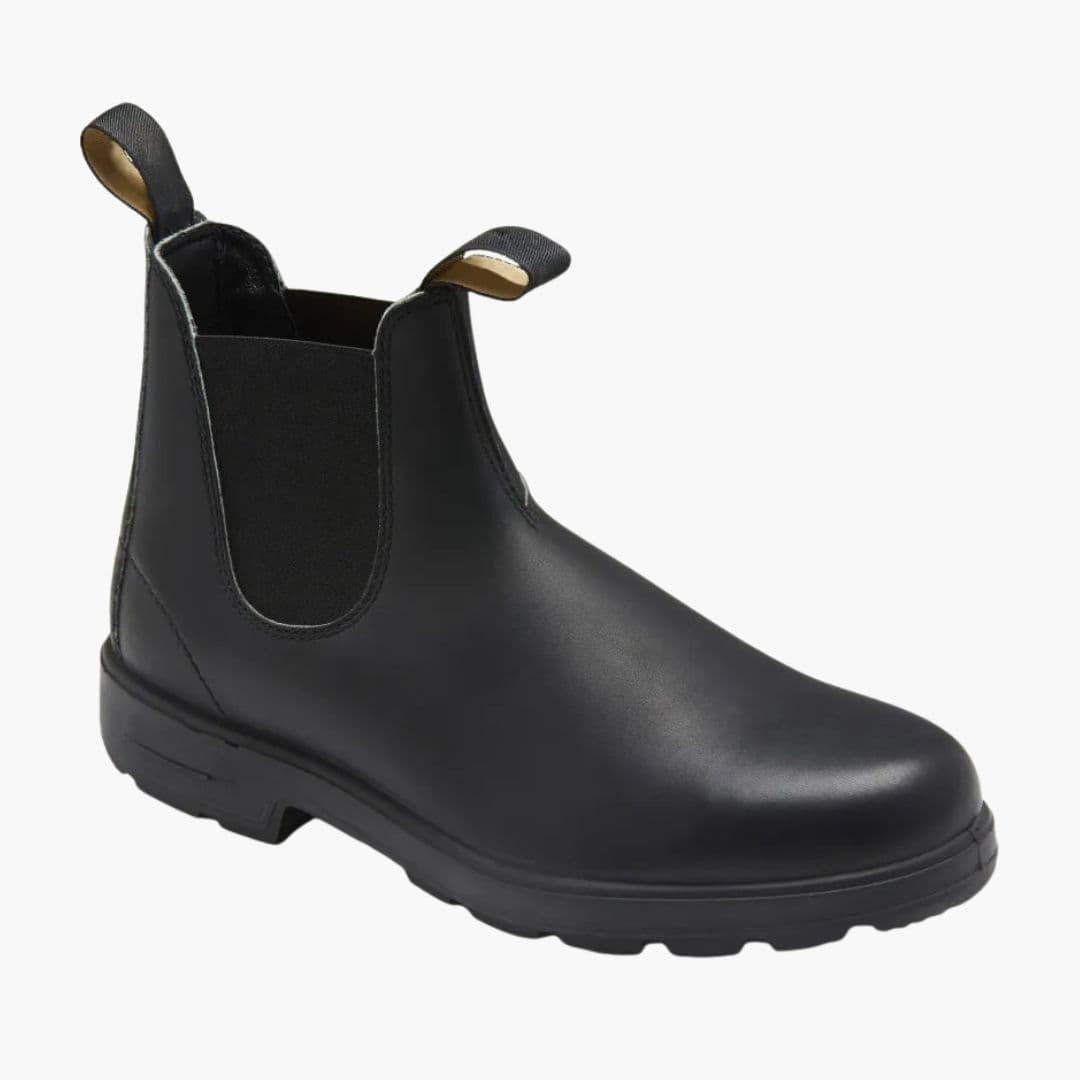 Leather slip-on boots featuring elastic gussets and tab for men
