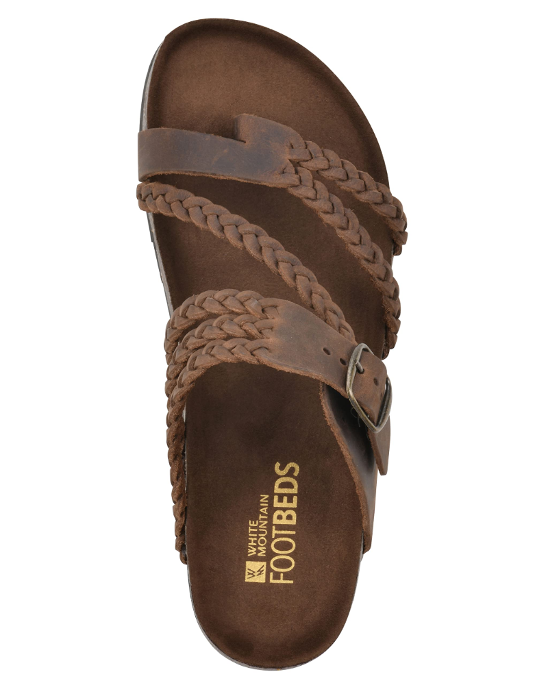 Women's braided thong sandals with an adjustable buckle and moulded comfort footbed for everyday wear