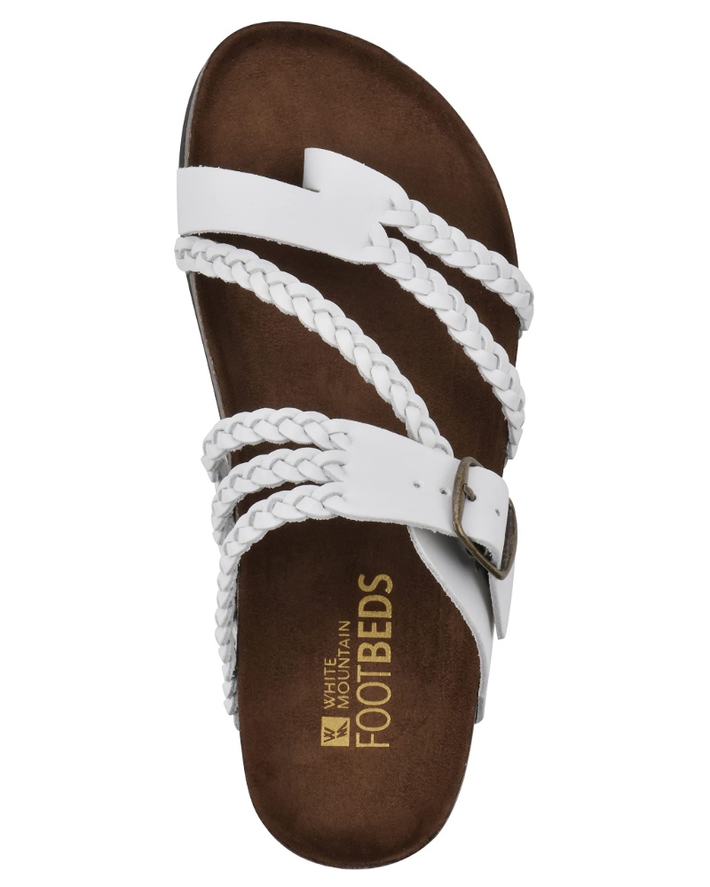 Women's PU sandals with braided straps and an adjustable buckle fastening