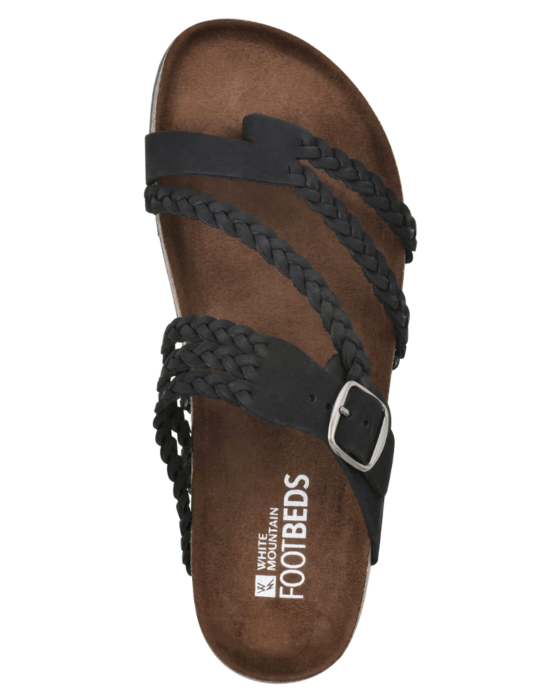 Women's slip-on thong sandals combining braided detailing with everyday comfort