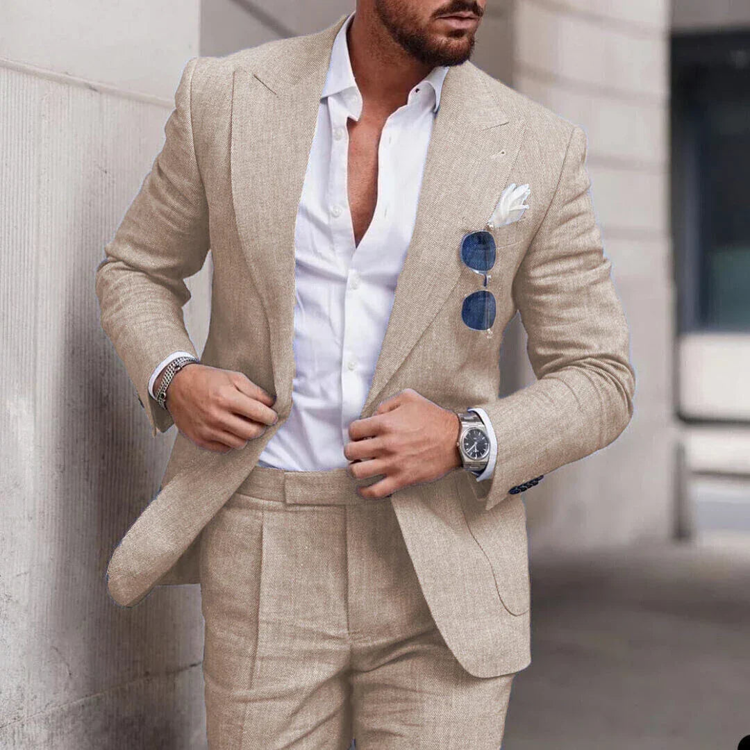 Lin Naturel Costume Slim Fit pour hommes