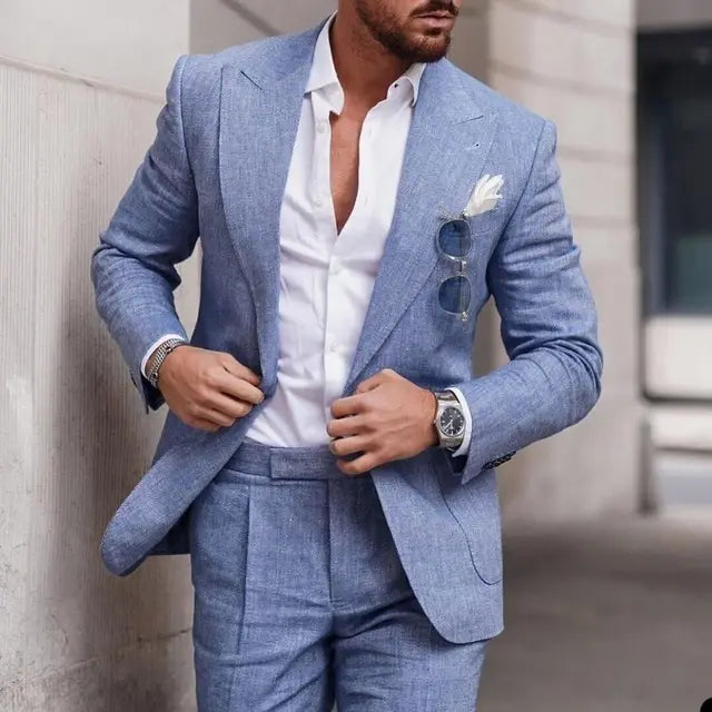 Lin Naturel Costume Slim Fit pour hommes
