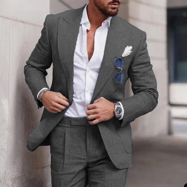 Lin Naturel Costume Slim Fit pour hommes