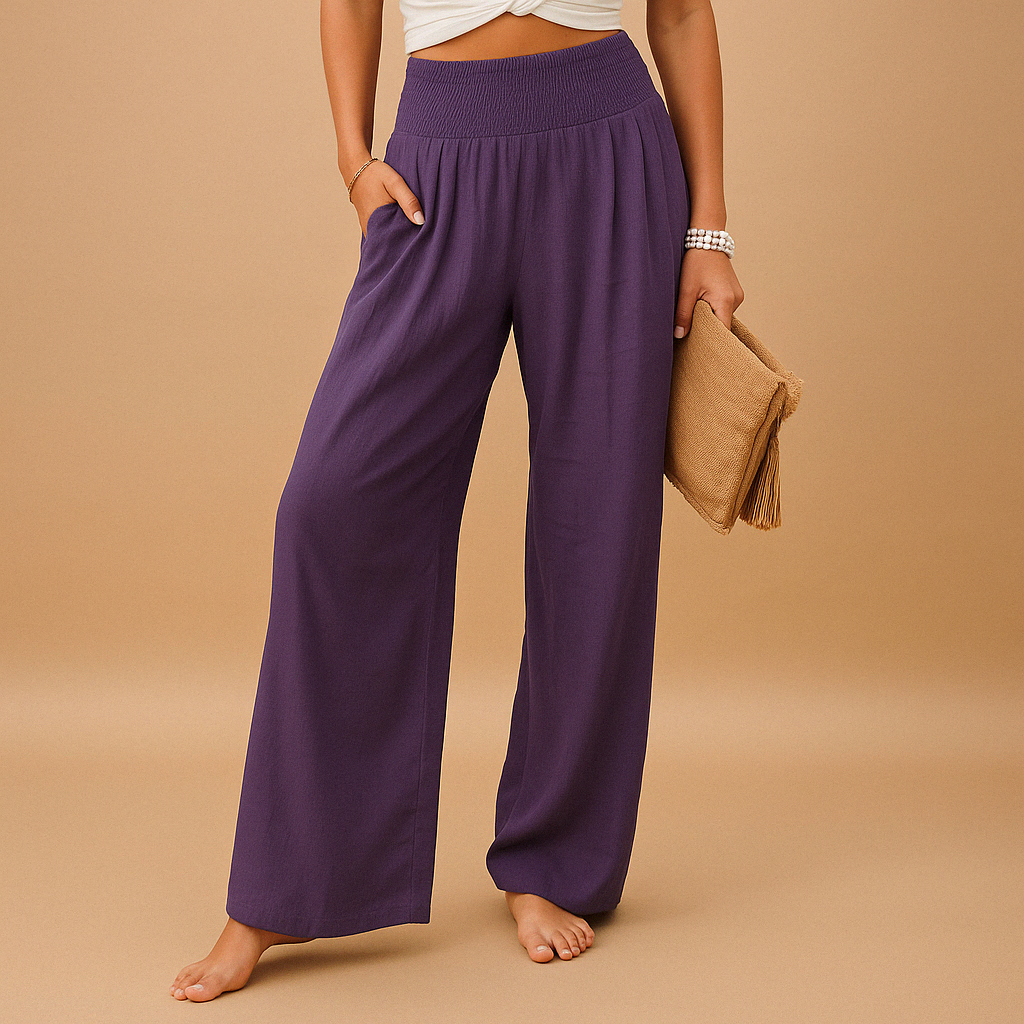 Women's pull-on trousers with a high-rise waist and comfortable relaxed fit