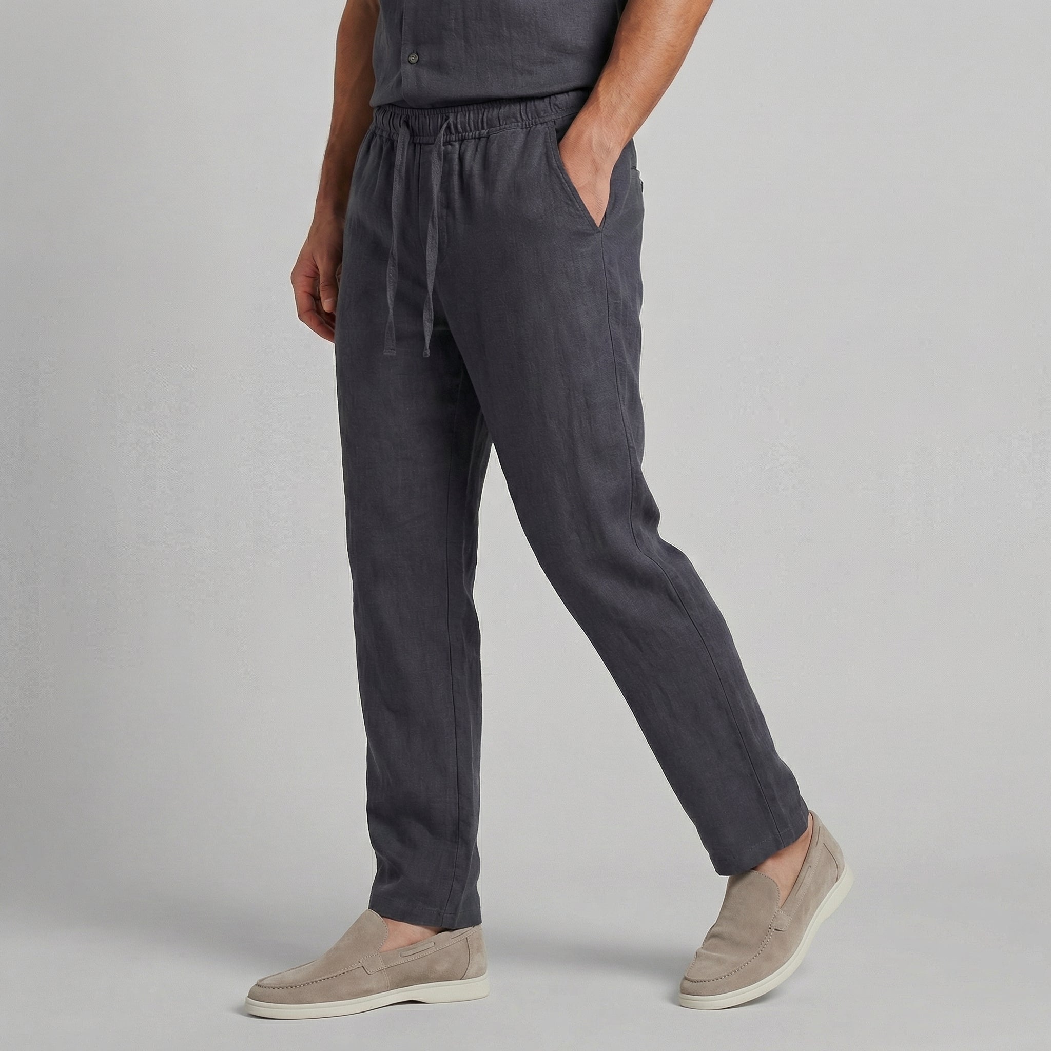 Casual linen trousers with side pockets