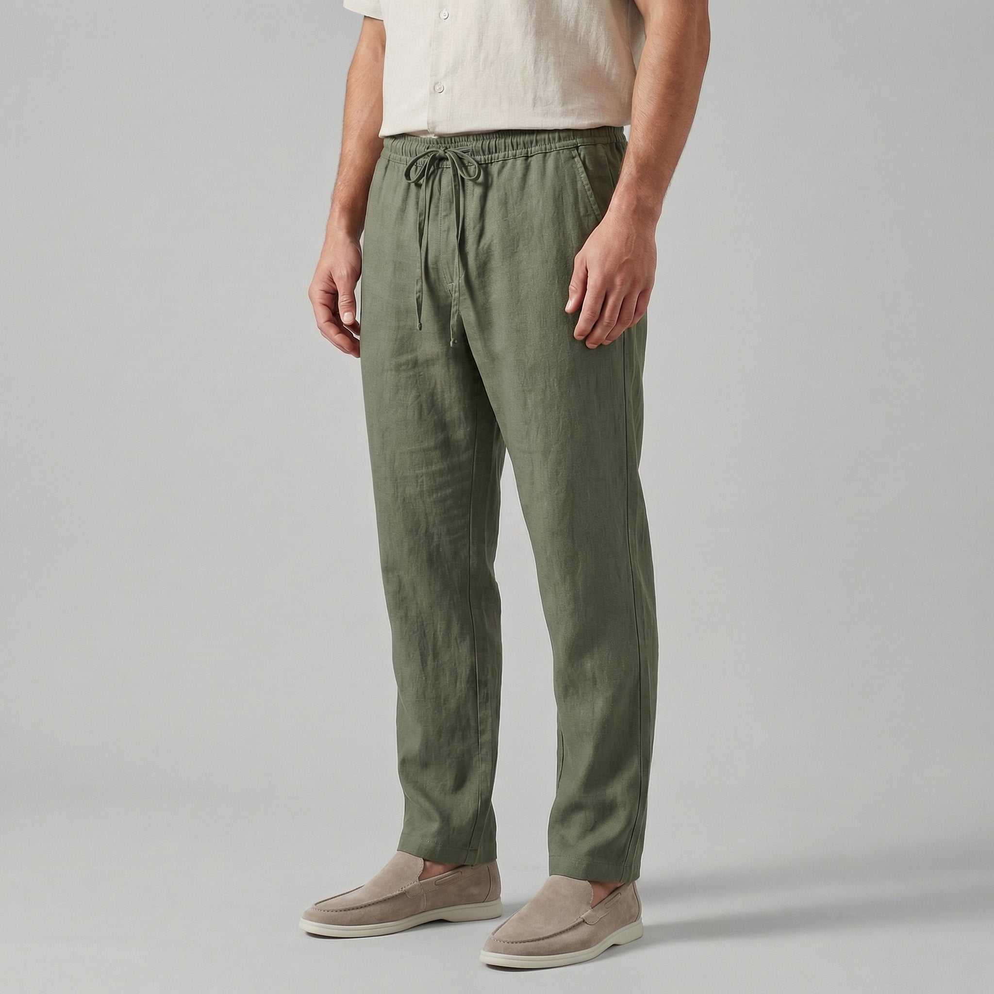 Lightweight linen trousers for holidays and travel