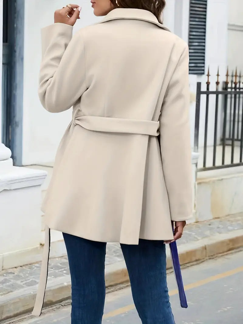 Manteau Femme à Ceinture et Double Boutonnage