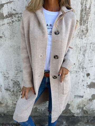 Cardigan Long en Maille avec Capuche Femme