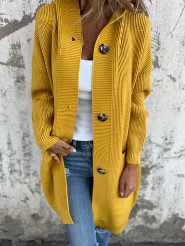 Cardigan Long en Maille avec Capuche Femme