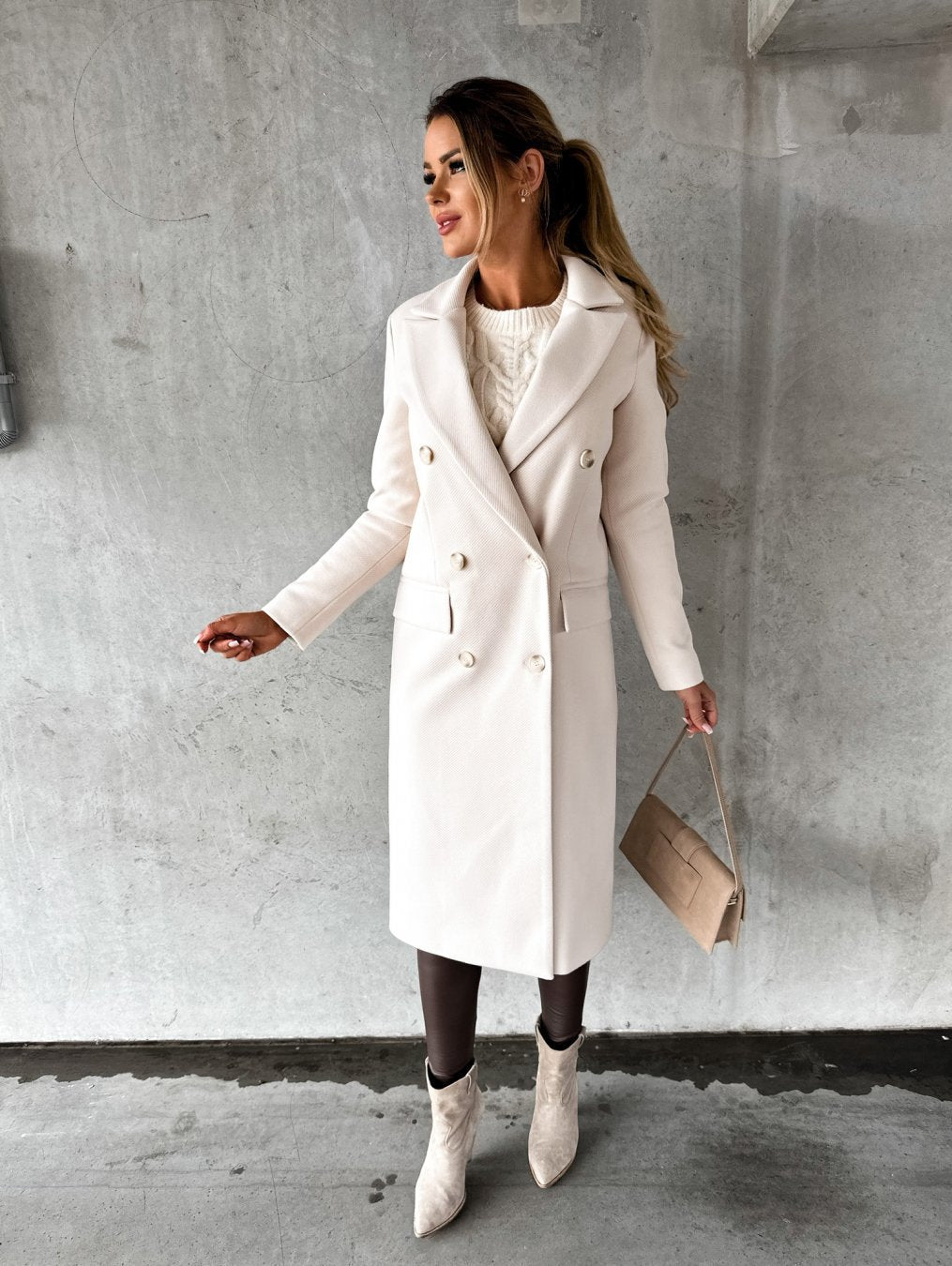 Manteau Long à Double Boutonnage Femme