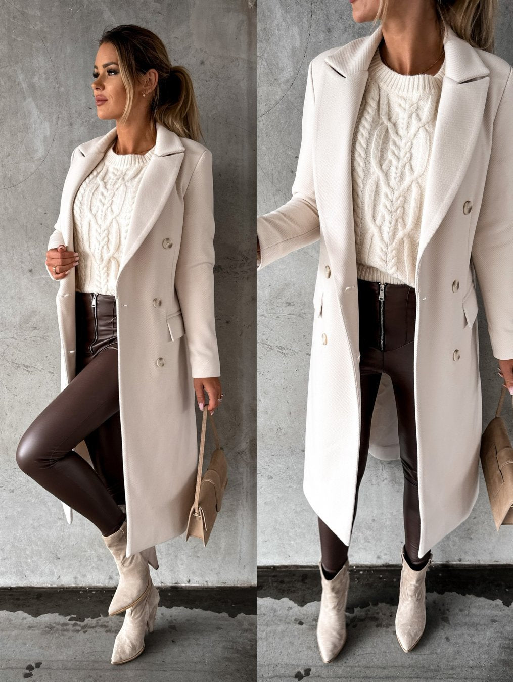 Manteau Long à Double Boutonnage Femme