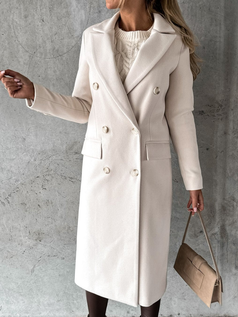 Manteau Long à Double Boutonnage Femme