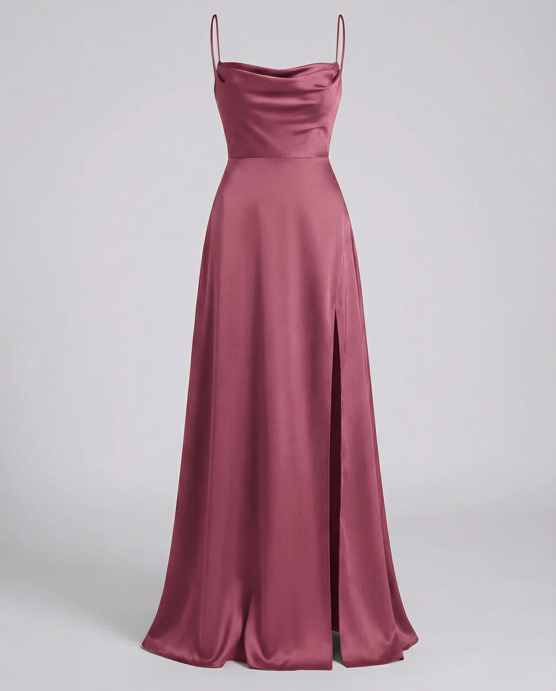 Elegant long dress with a draped neckline