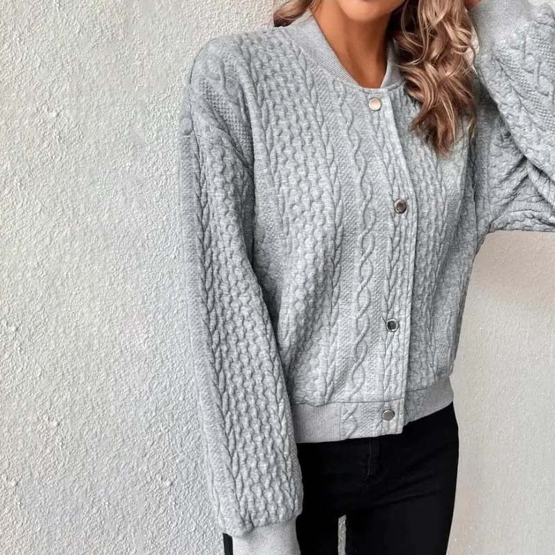 Cardigan Boutonné à Motif Câble Femme