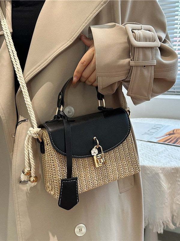 Sac à Main en Paille avec Bandoulière Femme