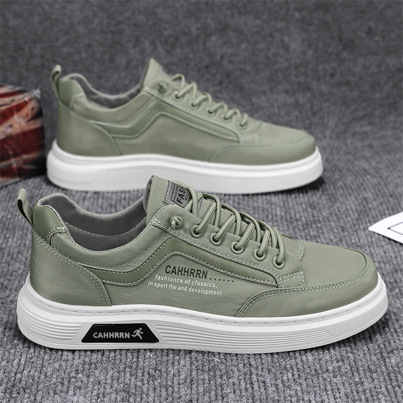 PU trainer with stitched panels and lace-up closure for men
