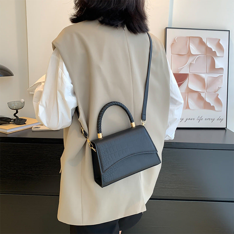 Sac Structuré à Poignée et Finition Croco Femme