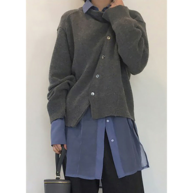 Pull Asymétrique à Boutons Femme