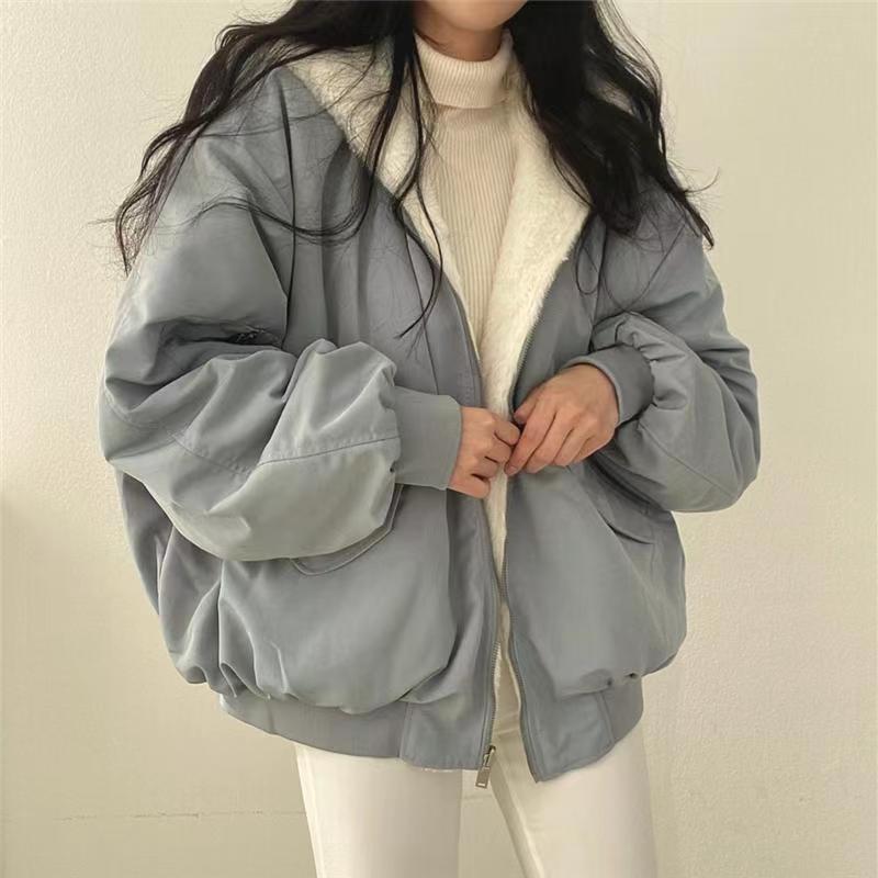 Blouson Bomber à Doublure Imitation Fourrure pour Femme